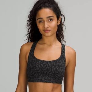 Lululemon WUNDER TRAIN BRA medium support, C/D cup, Leopard Camo Deep Coal Multi